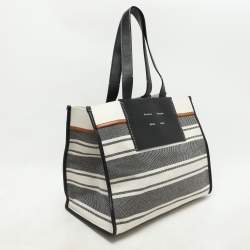 Proenza Schouler Monochrome Stripe Canvas and Leather Large Morris Tote 