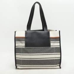 Proenza Schouler Monochrome Stripe Canvas and Leather Large Morris Tote 