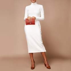 Pre Owned Proenza Schouler Orange Perforated Leather Flap Clutch