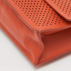 Pre Owned Proenza Schouler Orange Perforated Leather Flap Clutch