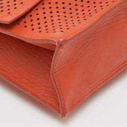 Pre Owned Proenza Schouler Orange Perforated Leather Flap Clutch