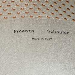 Pre Owned Proenza Schouler Orange Perforated Leather Flap Clutch