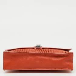 Pre Owned Proenza Schouler Orange Perforated Leather Flap Clutch