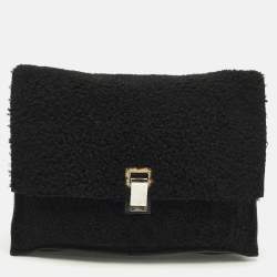 مملوكة مسبقًا Proenza Schouler Lunch Black Faux Shearling Clutch