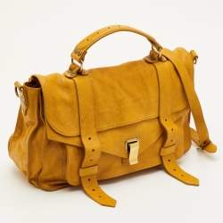 Pre Owned Proenza Schouler PS1 Yellow Leather Top Handle Bag