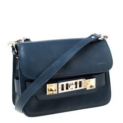 Pre Owned Proenza Schouler Navy Blue Leather Mini Classic PS11 Shoulder Bag