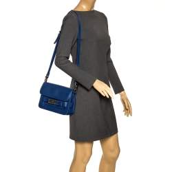 Pre Owned Proenza Schouler Blue Leather Mini Classic PS11 Shoulder Bag