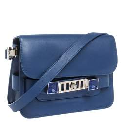 Pre Owned Proenza Schouler Blue Leather Mini Classic PS11 Shoulder Bag