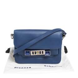 Pre Owned Proenza Schouler Blue Leather Mini Classic PS11 Shoulder Bag