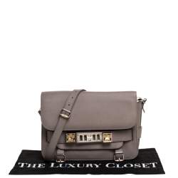 Pre Owned Proenza Schouler Grey Leather Mini Classic PS11 Shoulder Bag