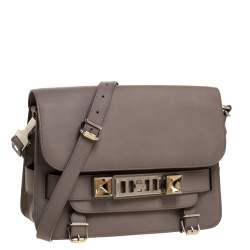 Pre Owned Proenza Schouler Grey Leather Mini Classic PS11 Shoulder Bag