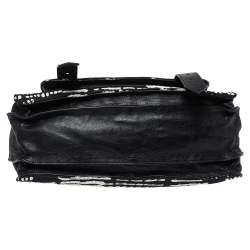Pronza Schouler Black/White Leather and Canvas Medium PS1 Top Handle Bag