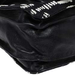 Pronza Schouler Black/White Leather and Canvas Medium PS1 Top Handle Bag