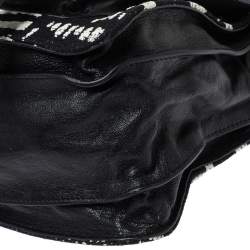 Pronza Schouler Black/White Leather and Canvas Medium PS1 Top Handle Bag