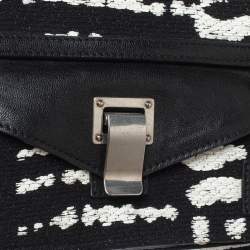Pronza Schouler Black/White Leather and Canvas Medium PS1 Top Handle Bag
