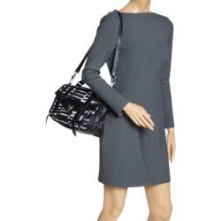 Pronza Schouler Black/White Leather and Canvas Medium PS1 Top Handle Bag