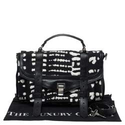 Pronza Schouler Black/White Leather and Canvas Medium PS1 Top Handle Bag