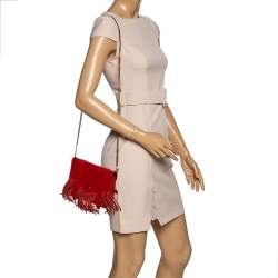 Proenza Schouler Red Leather Fringe PS1 Wallet On Chain