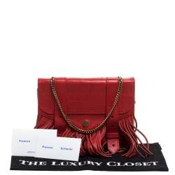 Proenza Schouler Red Leather Fringe PS1 Wallet On Chain