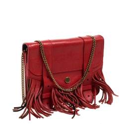 Proenza Schouler Red Leather Fringe PS1 Wallet On Chain