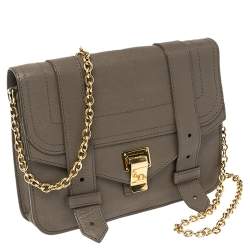 Pre Owned Proenza Schouler Dark Beige Leather Ps1 Wallet on Chain