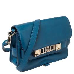 Pre Owned Proenza Schouler Blue Leather Mini Classic PS11 Shoulder Bag