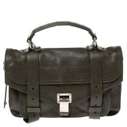 Pre Owned Proenza Schouler Dark Dreen Leather PS1 Satchel