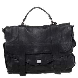 Proenza Schouler Black Leather Large PS1 Top Handle Bag