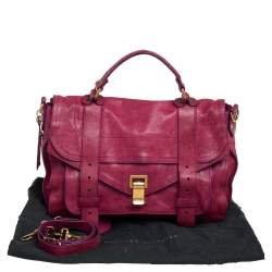 Pre Owned Proenza Schouler Magenta Leather Medium PS1 Top Handle Bag