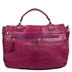 Pre Owned Proenza Schouler Magenta Leather Medium PS1 Top Handle Bag