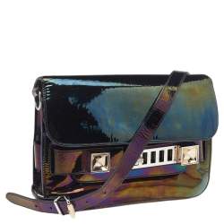 Pre Owned Proenza Schouler Multicolor Holographic Patent Leather Mini Classic PS11 Shoulder Bag