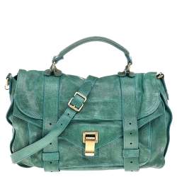 Proenza Schouler Green Leather PS1 Medium Top Handle Bag