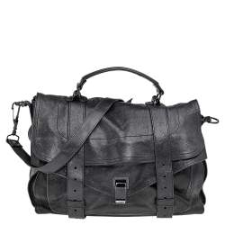 Proenza Schouler Black Leather Large PS1 Top Handle Bag