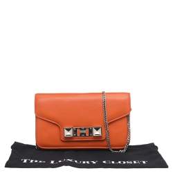 Pre Owned Proenza Schouler Orange Leather PS11 Chain Clutch