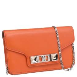 Pre Owned Proenza Schouler Orange Leather PS11 Chain Clutch