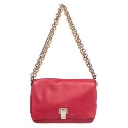 Pre Owned Proenza Schouler Red Leather  Ps Courier Shoulder Bag