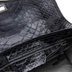 Proenza Schouler Black Python Leather Tiny PS1 Top Handle Bag