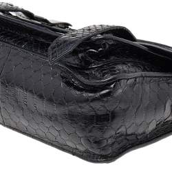 Proenza Schouler Black Python Leather Tiny PS1 Top Handle Bag