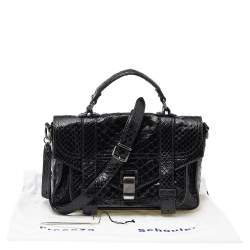 Proenza Schouler Black Python Leather Tiny PS1 Top Handle Bag