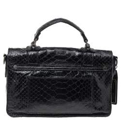 Proenza Schouler Black Python Leather Tiny PS1 Top Handle Bag
