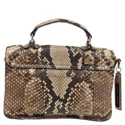 Proenza Schouler Beige/Brown Python Leather PS1 Tiny Python Top Handle Bag 