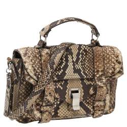 Proenza Schouler Beige/Brown Python Leather PS1 Tiny Python Top Handle Bag 