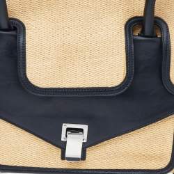 Pre Owned Proenza Schouler Black/Beige Raffia And Leather PS1 Keepall Bag