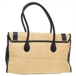 Pre Owned Proenza Schouler Black/Beige Raffia And Leather PS1 Keepall Bag