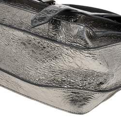 Proenza Schouler Metallic Silver Leather Medium PS1 Top Handle Bag