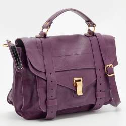 Pre Owned Proenza Schouler Purple Leather Medium PS1 Top Handle Bag