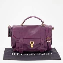 Pre Owned Proenza Schouler Purple Leather Medium PS1 Top Handle Bag