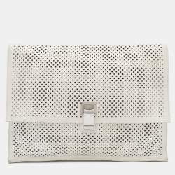 Proenza Schouler White Perforated Leather Lunch Clutch Proenza