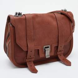 Pre Owned Proenza Schouler Brown Leather PS1 Double Chain Bag