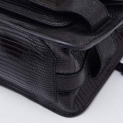 Proenza Schouler Black Croc Embossed Leather PS11 Classic Crossbody Bag